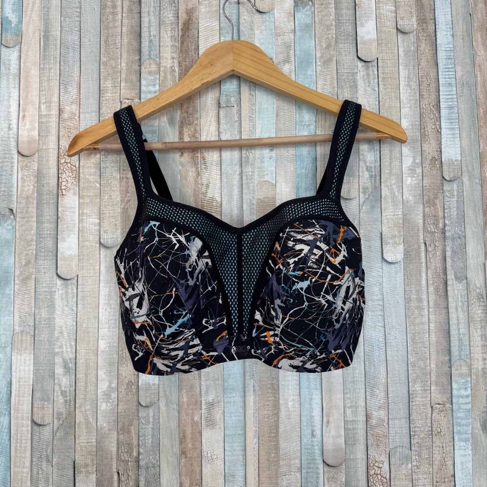 Panache 34G Power Underwire Molded Sports Bra High Impact Support Ink Splat